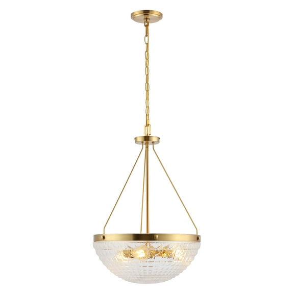 SAFAVIEH Thorin 3-Light Edison Tungsten Brass Gold Metal Pendant Light with Shade