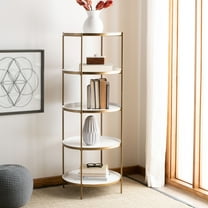 SAFAVIEH Tia Modern Glam 5-Tier Round Etagere, White/Brass