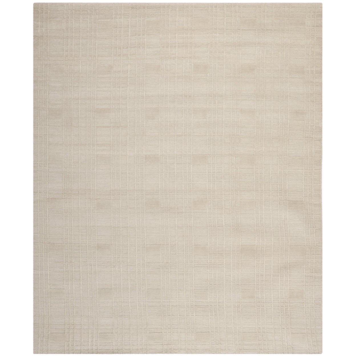 Ivory Geometric Hand-Knotted Wool Area Rug, 4' x 6'
