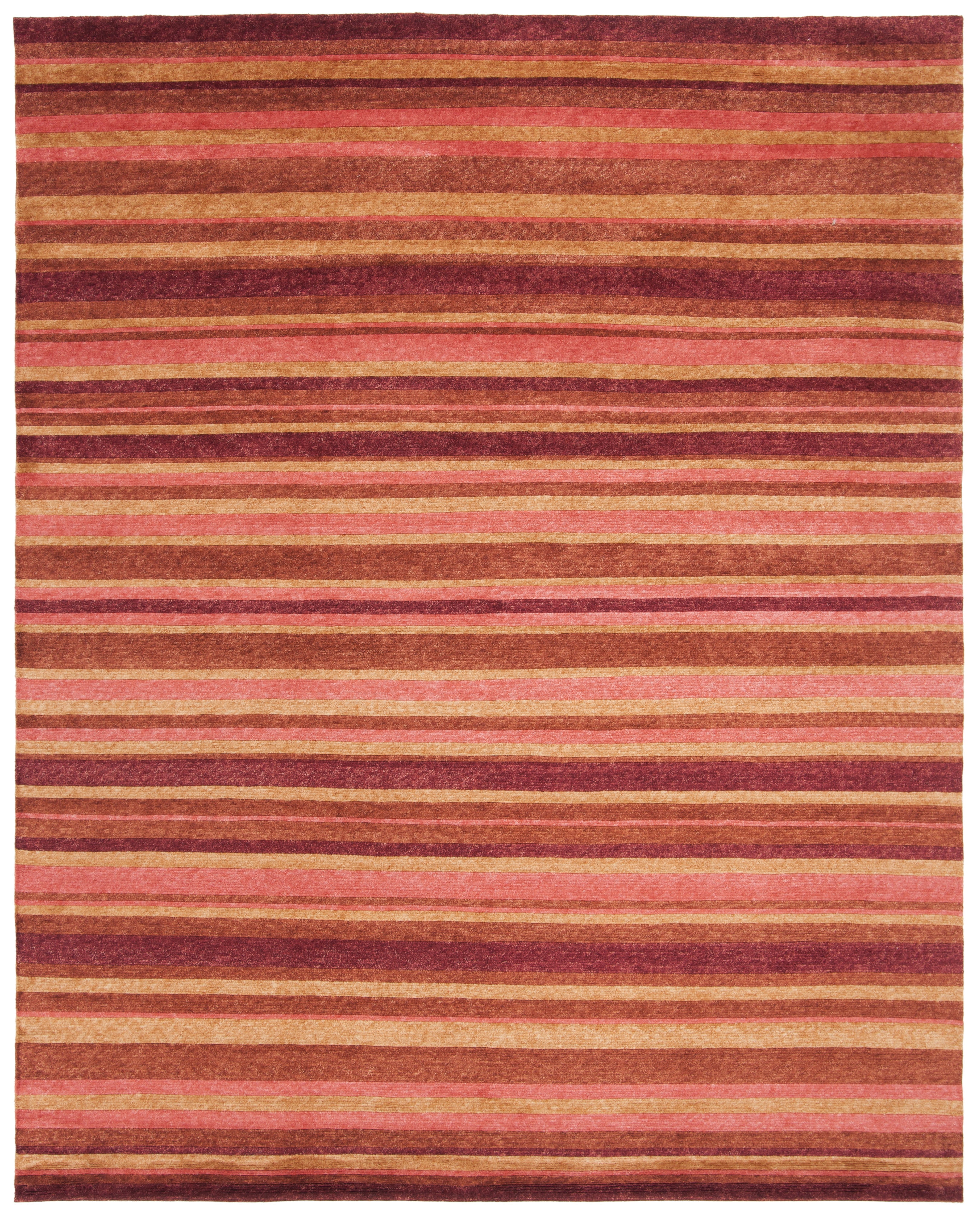 Bernick Red and Gold Hand-Knotted Wool 9' x 12' Rug