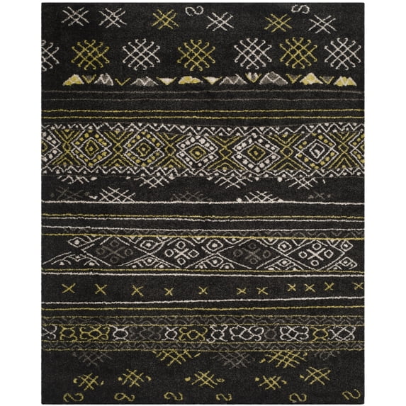 SAFAVIEH Tibetan Colton Abstract Shag Area Rug, Black/Green, 8' x 10'