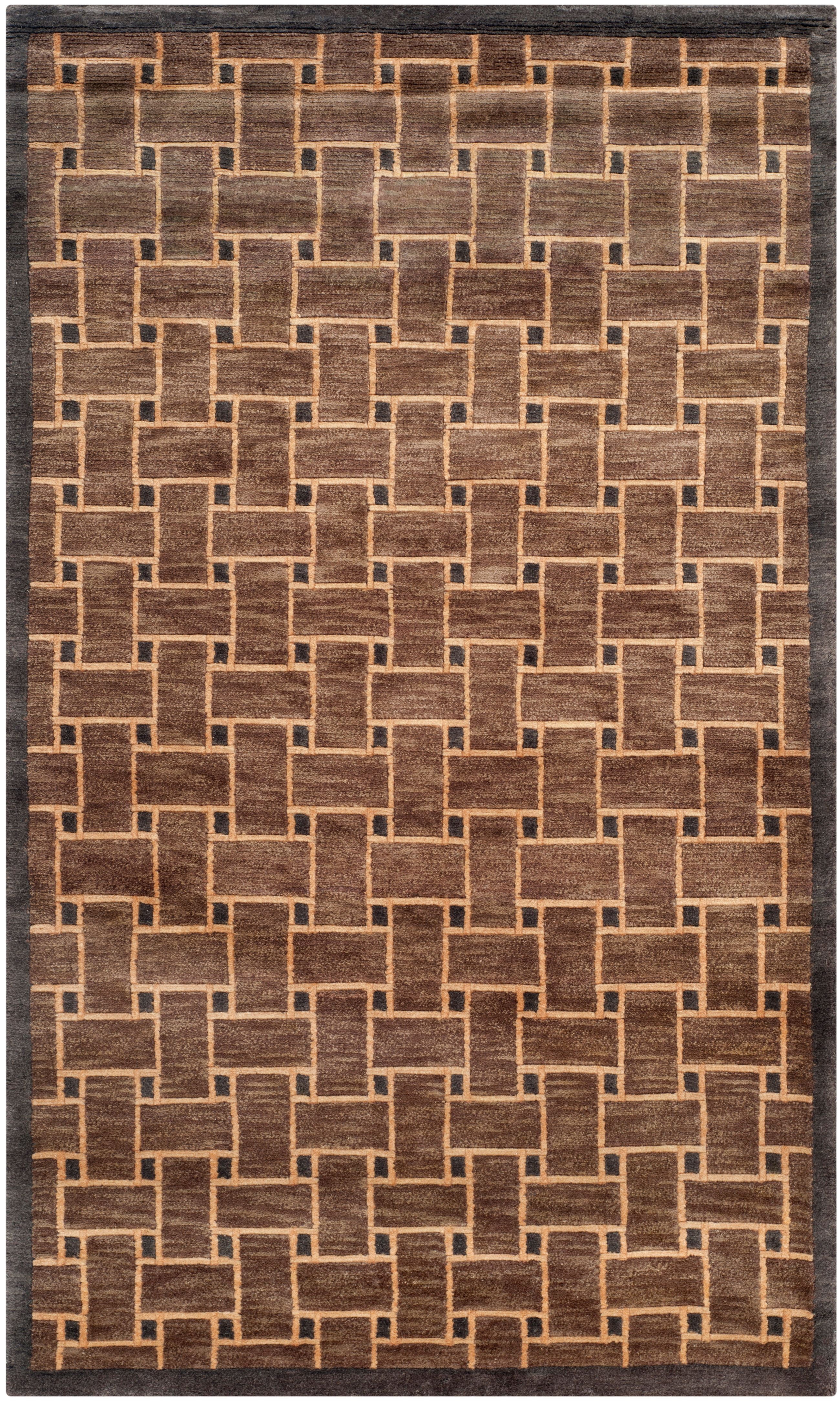 Hand-Knotted Gray Geometric Wool Area Rug, 3' x 5'