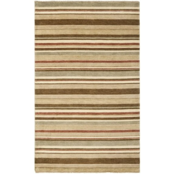 SAFAVIEH Tibetan Estelle Striped Wool Area Rug, Camel/Multi, 4' x 6'