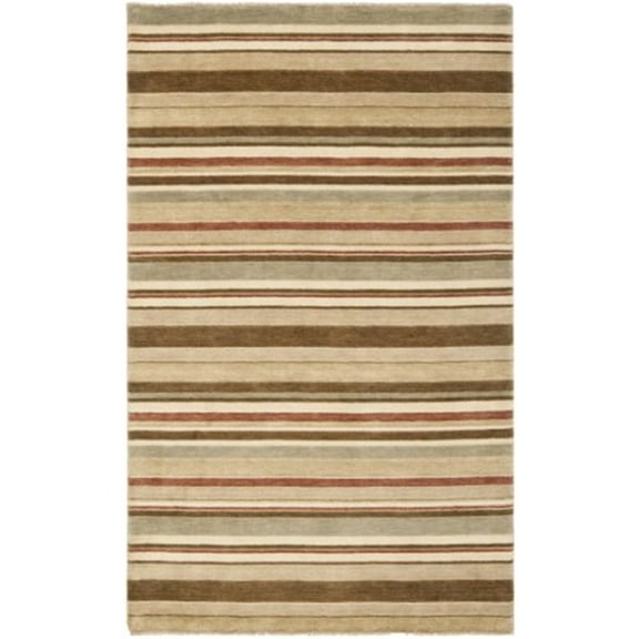 SAFAVIEH Tibetan Estelle Striped Wool Area Rug, Camel/Multi, 4' x 6'
