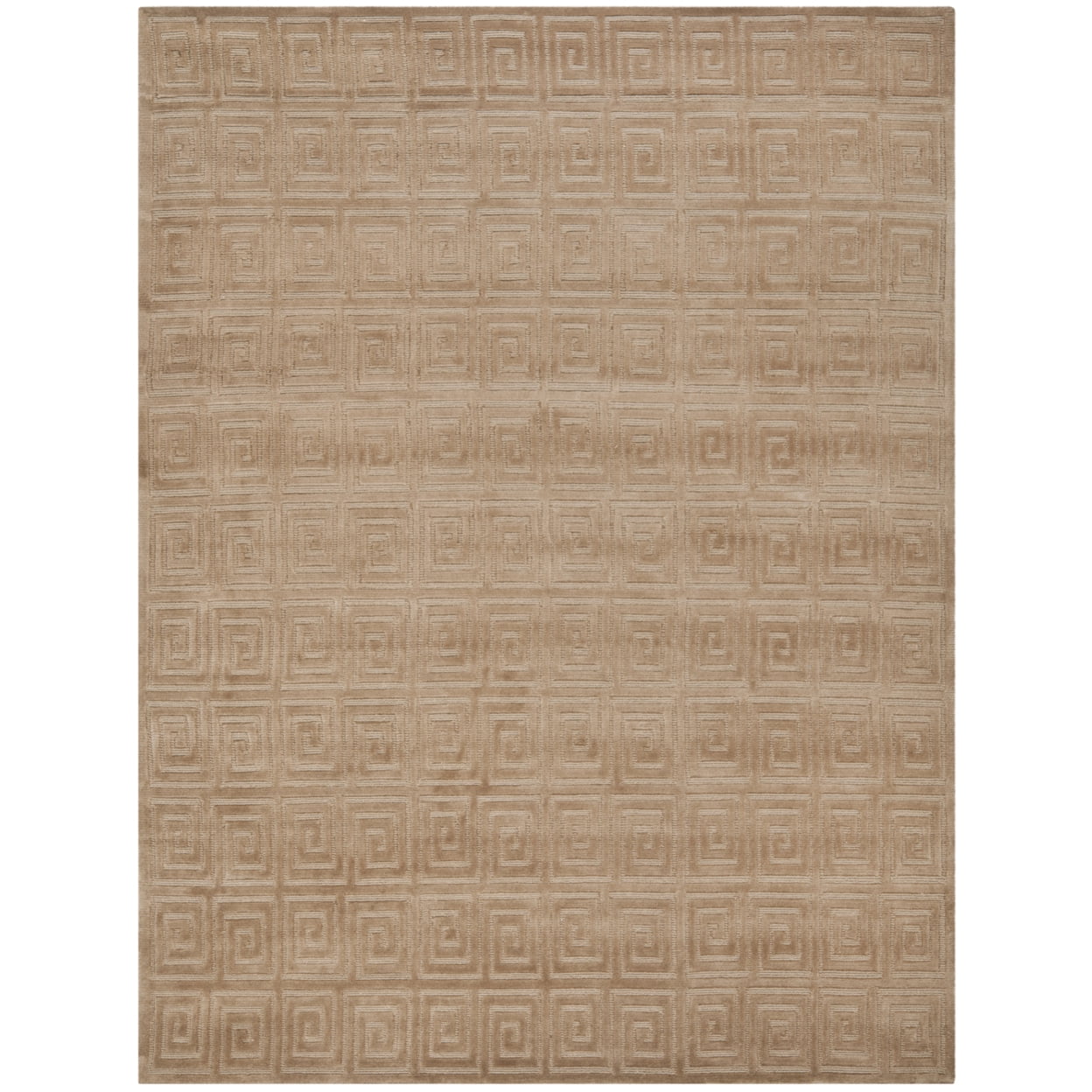 Camel Geometric Hand-Knotted Wool Rug, 6' x 9'