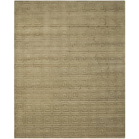 SAFAVIEH Tibetan Lloyd Geometric Wool Area Rug, Olive, 5' x 7'6"