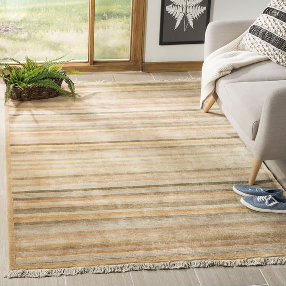 Safavieh Tibetan Magna Striped Wool Area Rug, Apricot/Sage, 3' x 5'