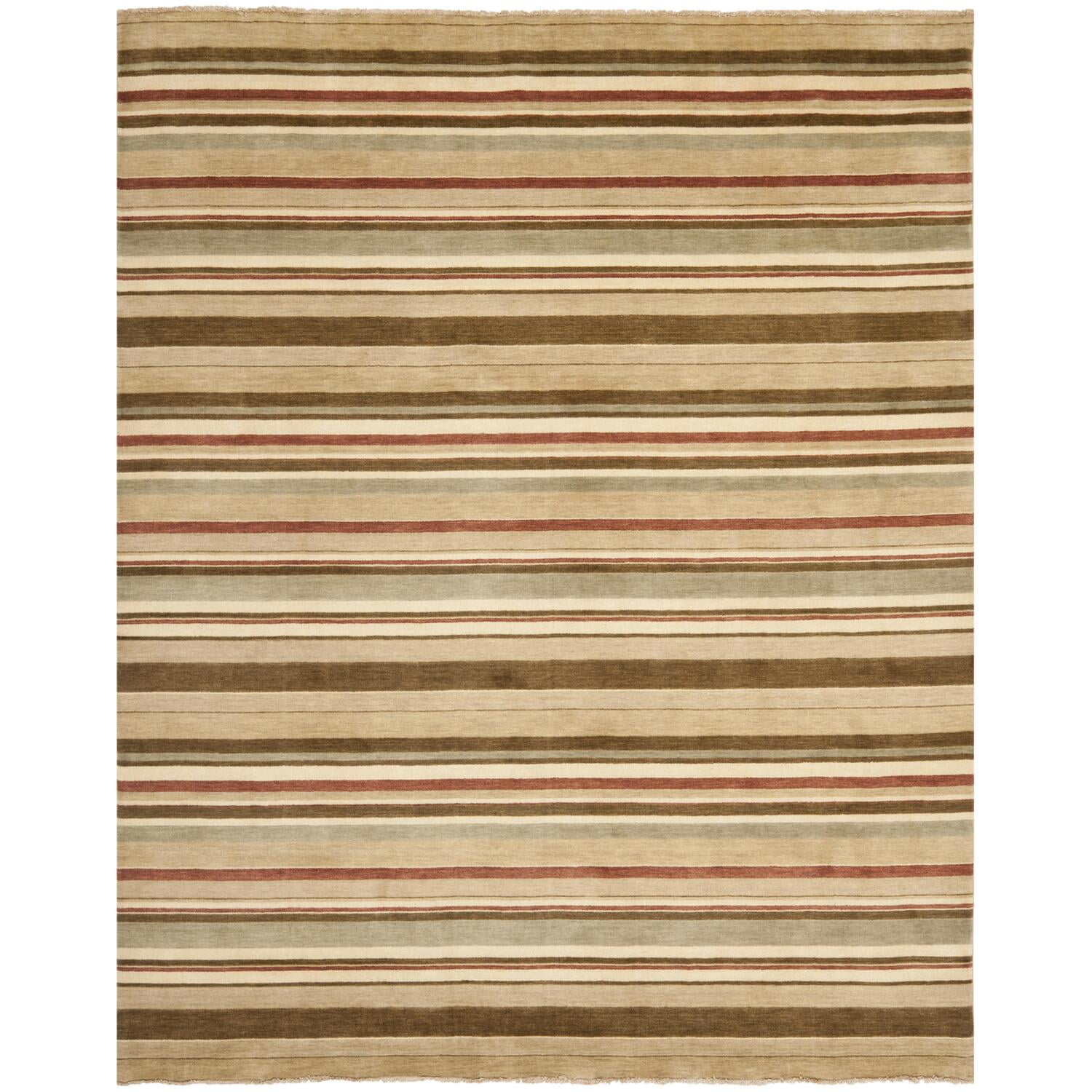 Gray and Camel Hand-Knotted Wool 8' x 10' Area Rug