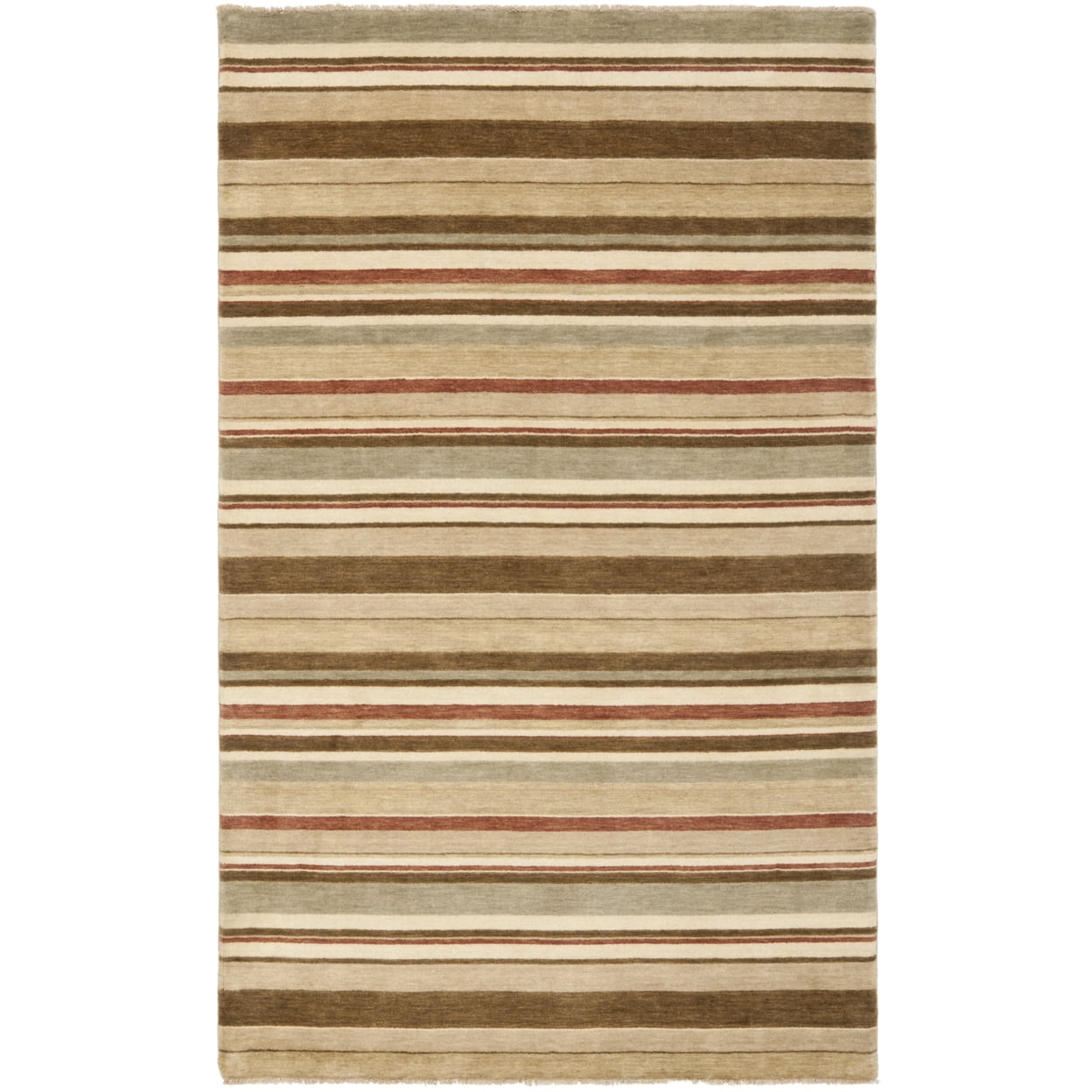 Handmade Camel and Multi Wool Rectangular Rug