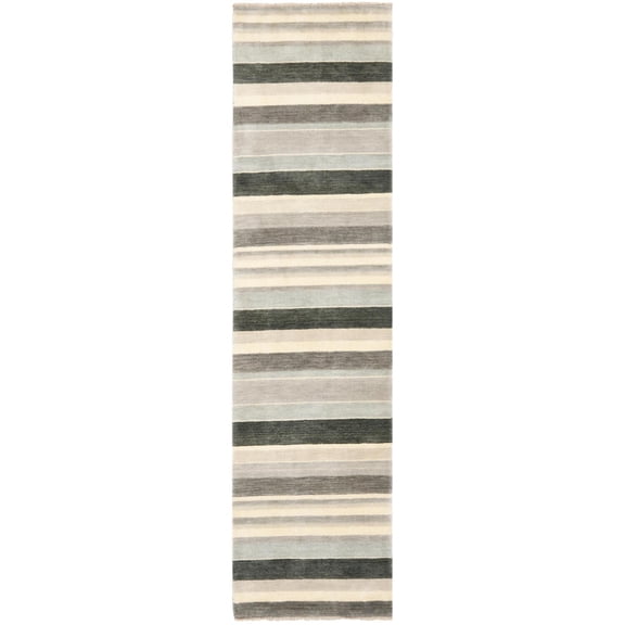 SAFAVIEH Tibetan Winona Striped Wool Runner Rug, Grey/Multi, 2' x 8'