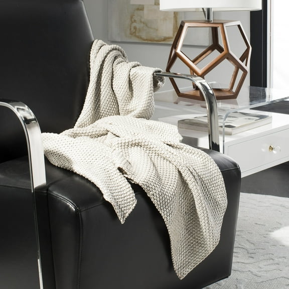 SAFAVIEH Tickled Grey Knit Solid Throw, 50" x 60", Palewisper