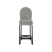 SAFAVIEH Tilden Outdoor Patio Rattan Bar Stool with Footrest, Black/White