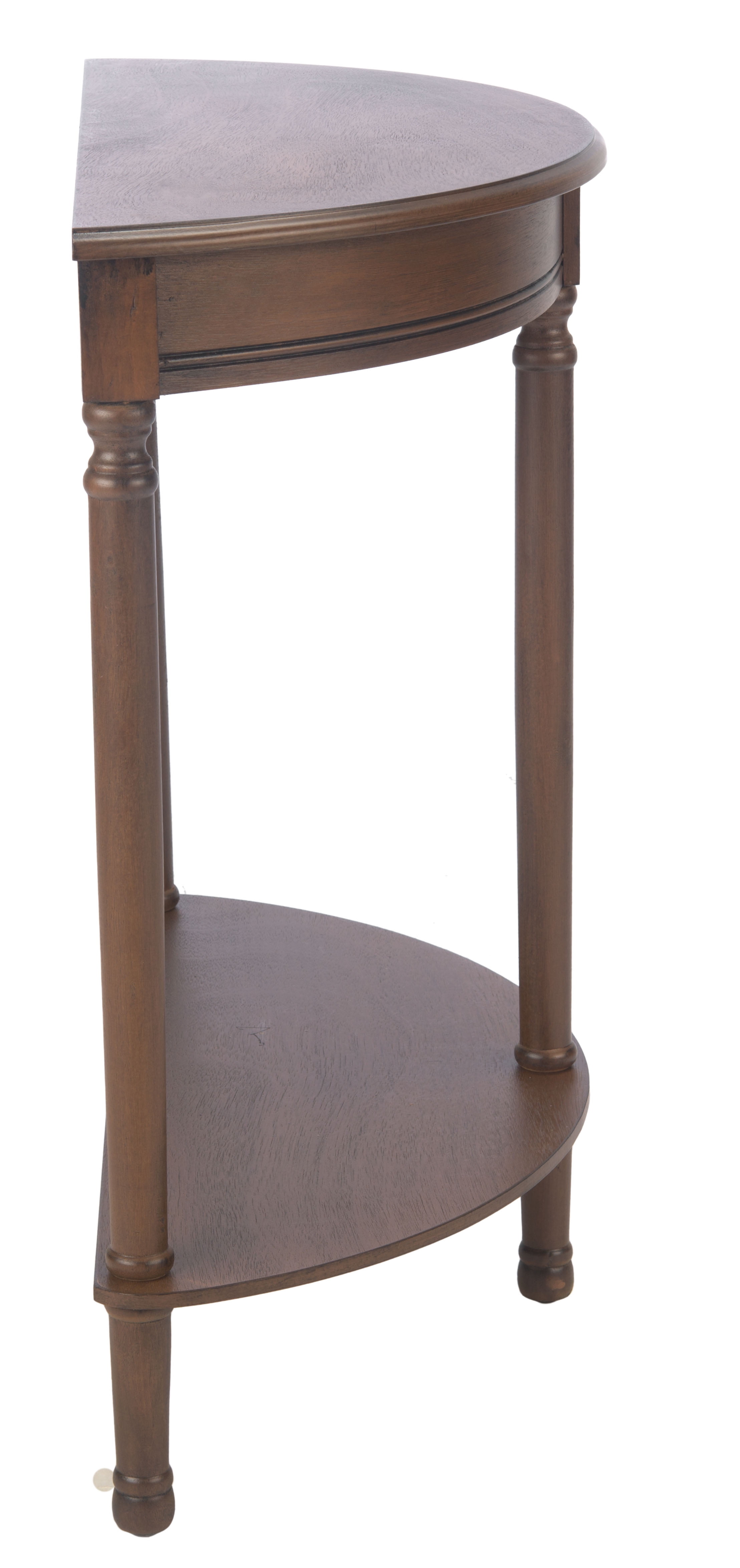 Brown Wood Demilune Console Table with Storage