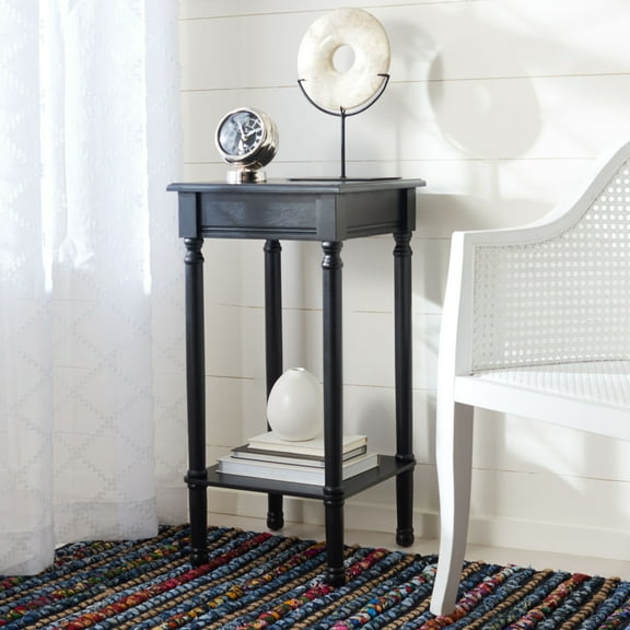 SAFAVIEH Tinsley Solid Rustic Square Accent Table, Black