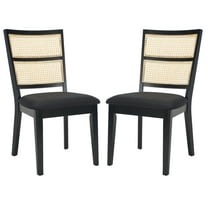 SAFAVIEH Toril Dining Chair, Black Frame/Black Upholstery (19.7 in. W x 23 in. D x 36.6 in. H)