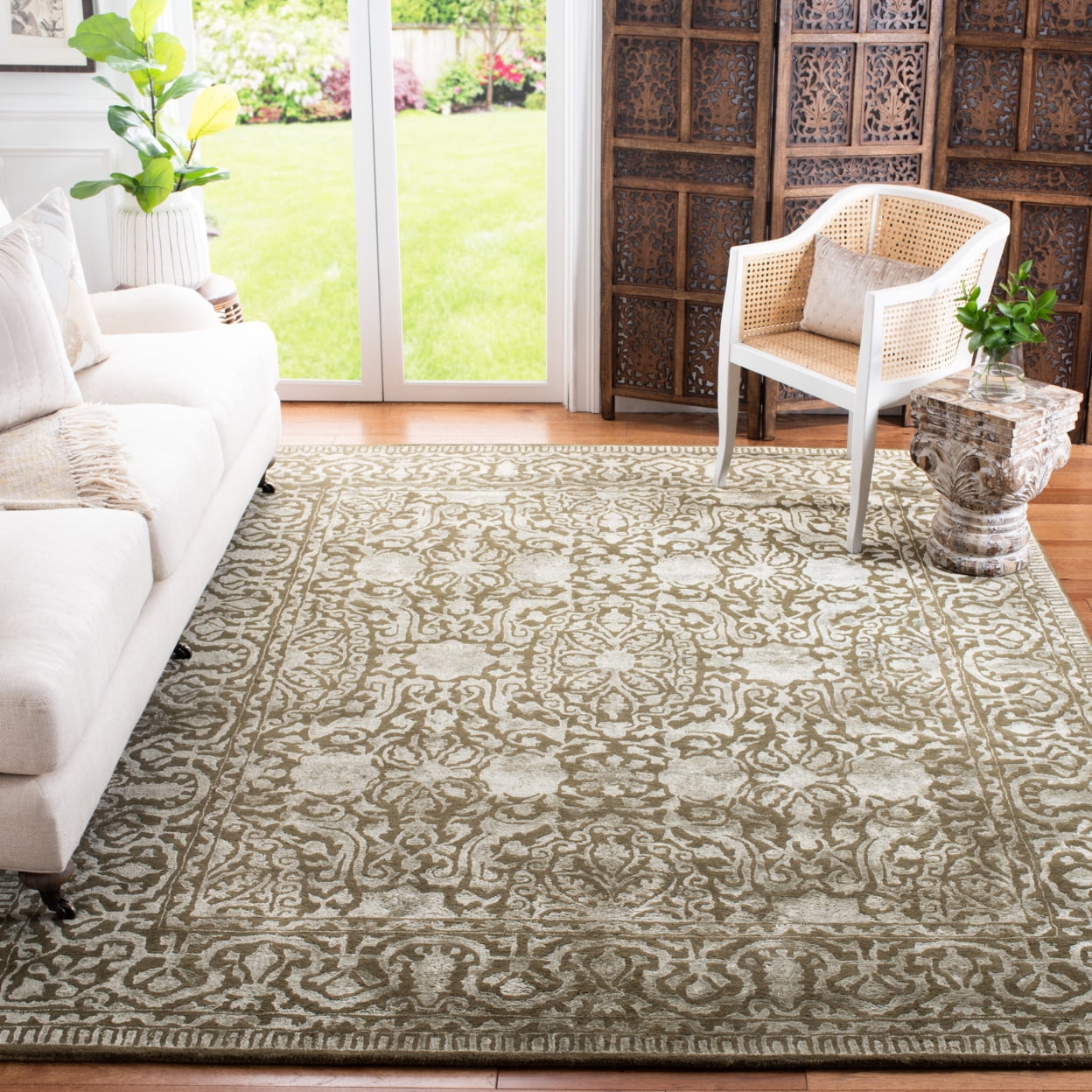 SAFAVIEH Toronto Deasun Solid Polyester Shag Area Rug, Light Grey, 3' x 5'