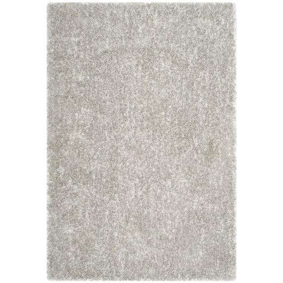 SAFAVIEH Toronto Deasun Solid Polyester Shag Area Rug, Light Grey, 4' x 6'