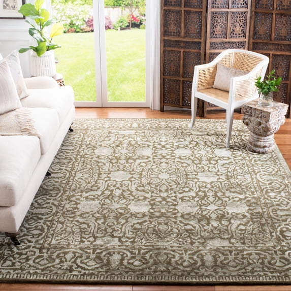 SAFAVIEH Toronto Deasun Solid Polyester Shag Area Rug, Light Grey, 6' x 9'