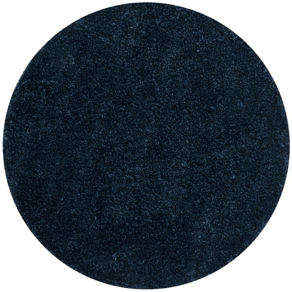 SAFAVIEH Toronto Deasun Solid Polyester Shag Area Rug, Navy, 5' x 5' Round