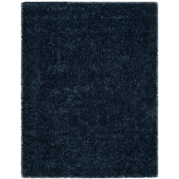 SAFAVIEH Toronto Deasun Solid Polyester Shag Area Rug, Navy, 6' x 9'