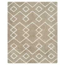 SAFAVIEH Toronto Isla Abstract Geometric Polyester Shag Area Rug, Silver/Ivory, 8' x 10'