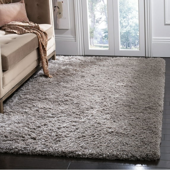 SAFAVIEH Toronto Kameron Solid Polyester Shag Area Rug, Grey, 4' x 6'