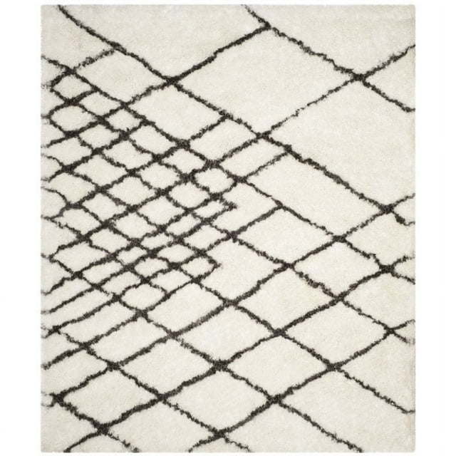 SAFAVIEH Toronto Miah Abstract Polyester Shag Area Rug, Ivory/Dark Grey, 8' x 10'
