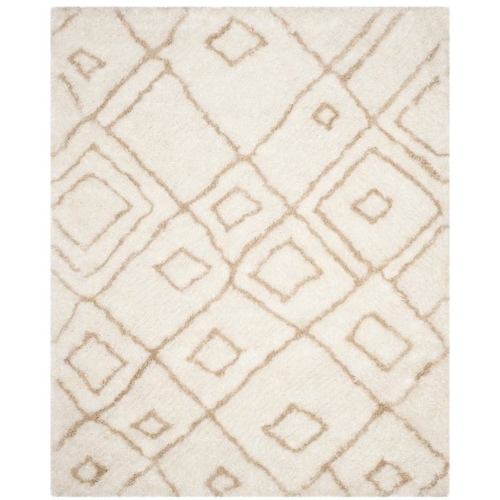 Ivory and Beige 8' x 10' Hand-Tufted Shag Area Rug