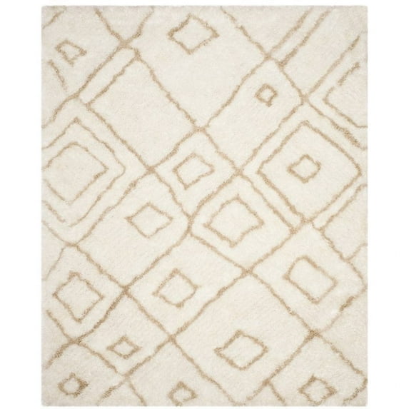 SAFAVIEH Toronto Neasa Abstract Polyester Shag Area Rug, Ivory/Beige, 8' x 10'