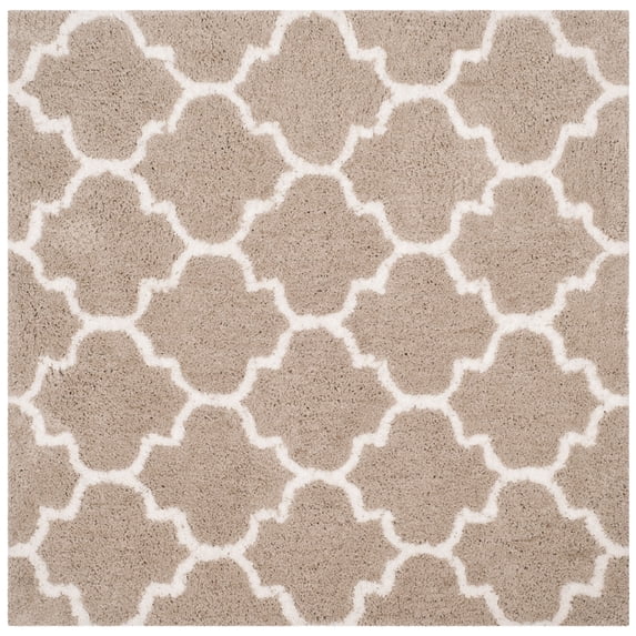 SAFAVIEH Toronto Nessa Geometric Shag Area Rug, Silver/Ivory, 5' x 5' Square