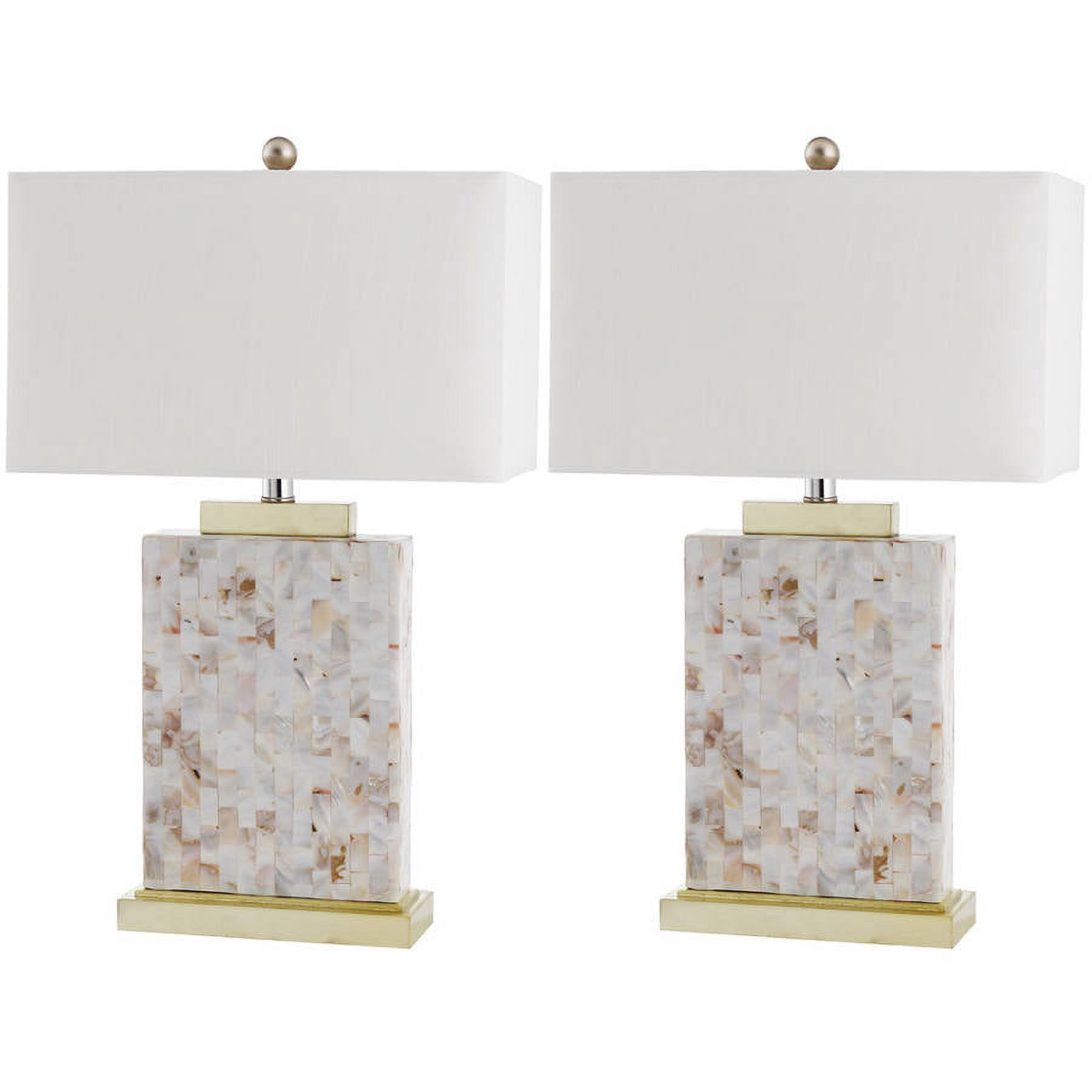 Safavieh Tory 24" Coastal Gold Shell Table Lamp with White Polyester Shade (2 Count)