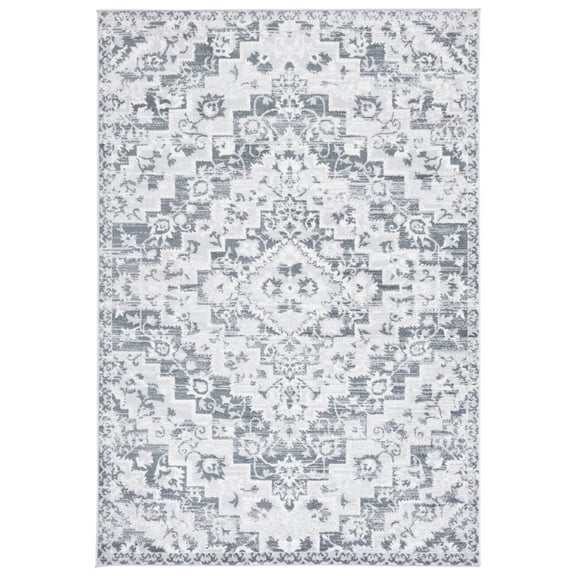 SAFAVIEH Toscana Alvin Medallion Polyester Area Rug, Grey/Ivory, 8' x 10'