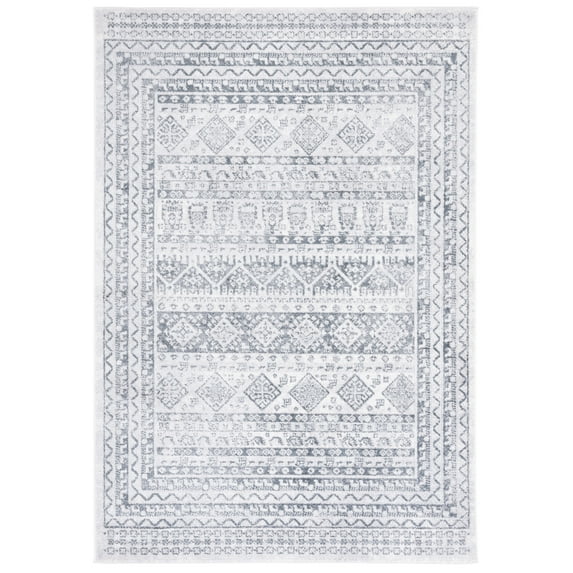 SAFAVIEH Toscana Asia Oriental Polyester Area Rug, Grey/Ivory, 5'3" x 7'6"