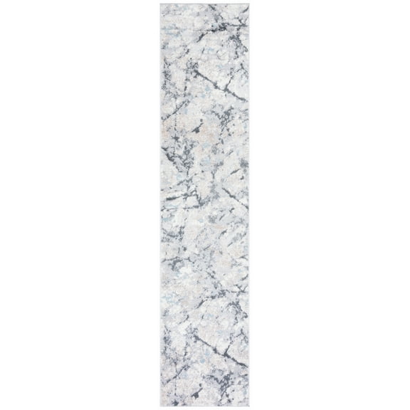 SAFAVIEH Toscana Blaire Abstract Polyester Runner Rug, Ivory/Grey, 2' x 9'