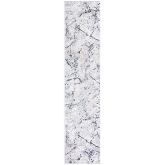 SAFAVIEH Toscana Blaire Abstract Polyester Runner Rug, Ivory/Grey, 2' x 9'