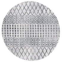 SAFAVIEH Toscana Carolus Geometric Polyester Area Rug, Ivory/Dark Grey, 6'7" x 6'7" Round