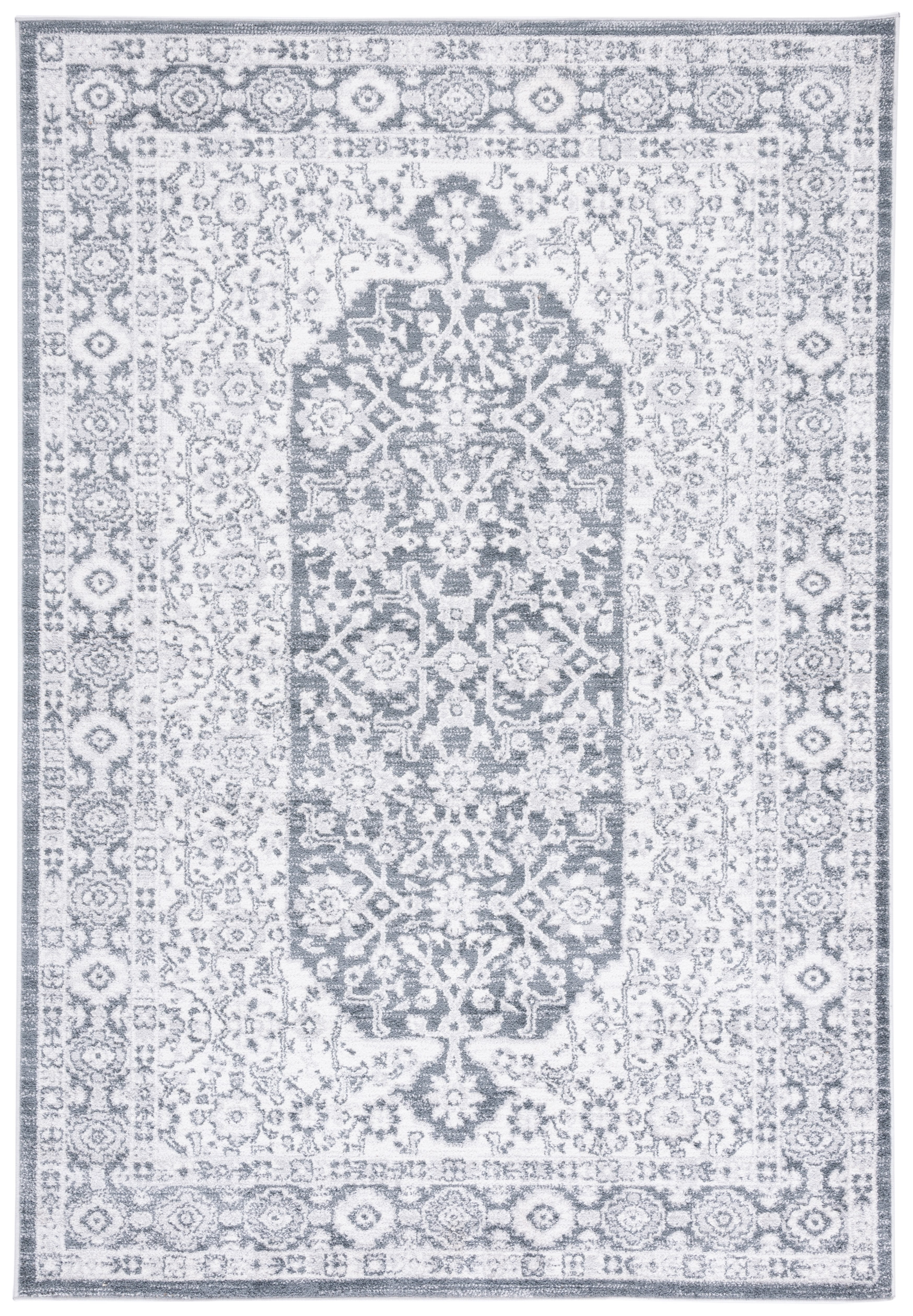 SAFAVIEH Toscana Caryn Medallion Polyester Area Rug, Ivory/Dark Grey, 8' x 10'