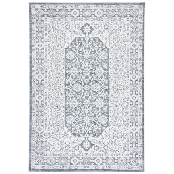 SAFAVIEH Toscana Caryn Medallion Polyester Area Rug, Ivory/Dark Grey, 8' x 10'