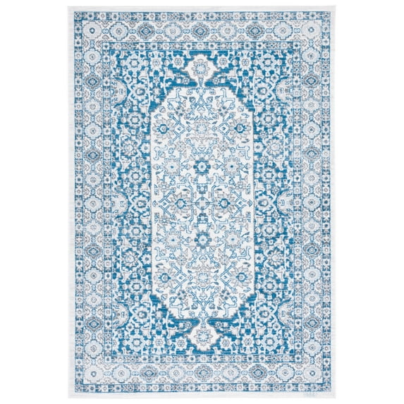 SAFAVIEH Toscana Caryn Medallion Polyester Area Rug, Ivory/Navy, 8' x 10'