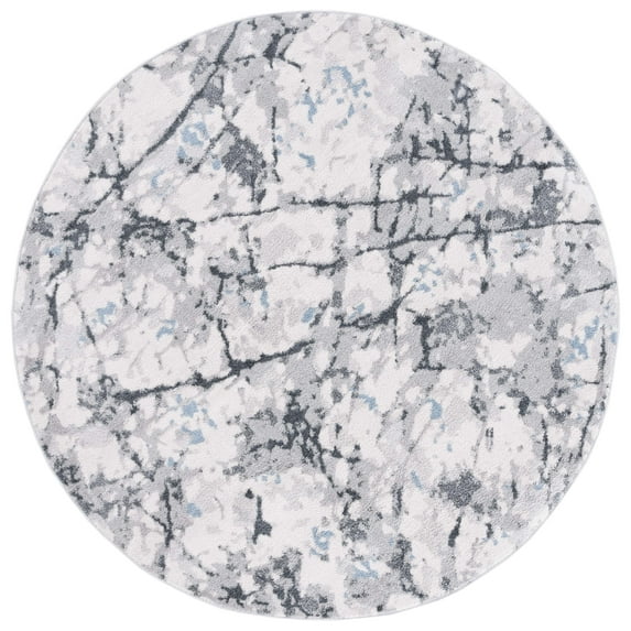 SAFAVIEH Toscana Aubrey Abstract Polyester Area Rug, Grey/Ivory, 6'7" x 6'7" Round