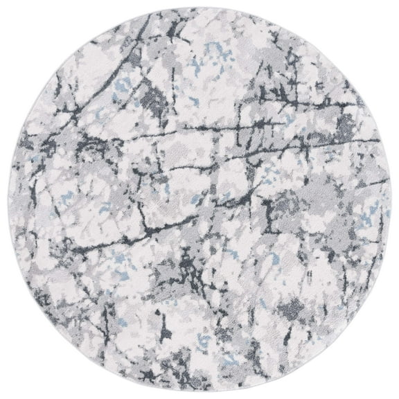 SAFAVIEH Toscana Aubrey Abstract Polyester Area Rug, Grey/Ivory, 6'7" x 6'7" Round
