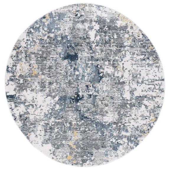 SAFAVIEH Toscana Ladonna Abstract Polyester Area Rug, Ivory/Dark Grey, 6'7" x 6'7" Round