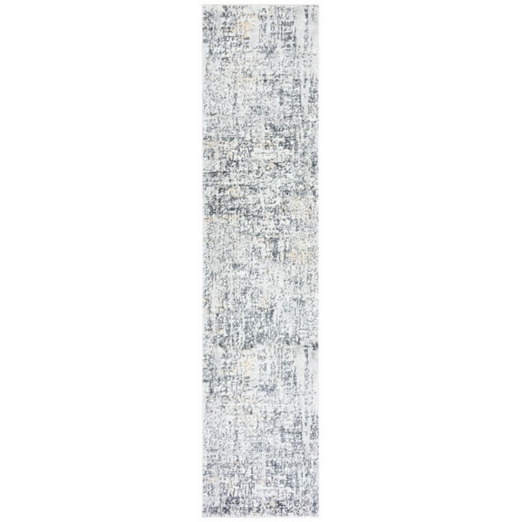 SAFAVIEH Toscana Yasim Abstract Polyester Runner Rug, Ivory/Grey, 2' x 9'