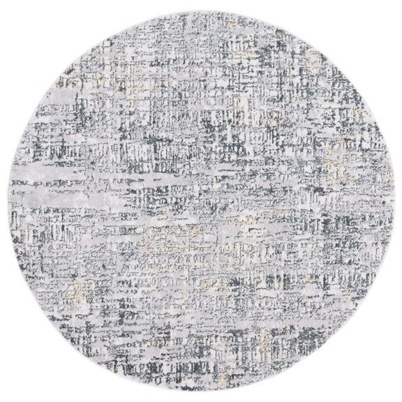 SAFAVIEH Toscana Yasim Abstract Polyester Area Rug, Ivory/Grey, 6'7" x 6'7" Round