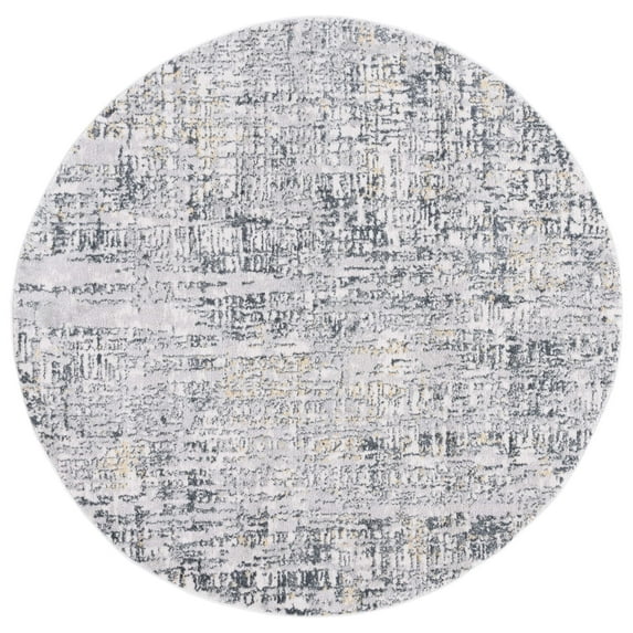 SAFAVIEH Toscana Yasim Abstract Polyester Area Rug, Ivory/Grey, 6'7" x 6'7" Round