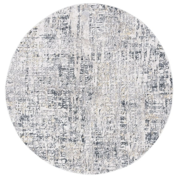SAFAVIEH Toscana Fedelma Abstract Polyester Area Rug, Ivory/Grey, 6'7" x 6'7" Round