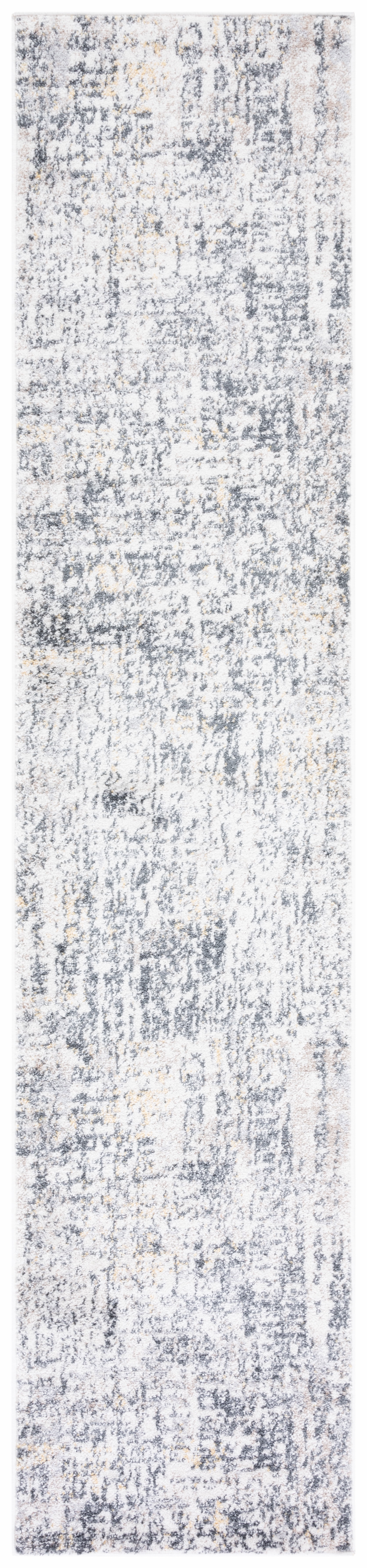 SAFAVIEH Toscana Fedelma Abstract Polyester Runner Rug, Ivory/Grey, 2' x 9'