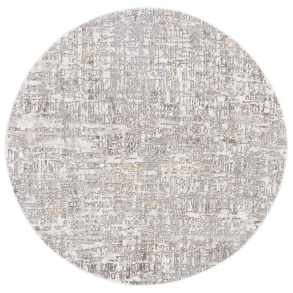 SAFAVIEH Toscana Dev Abstract Polyester Area Rug, Ivory/Beige, 6'7" x 6'7" Round