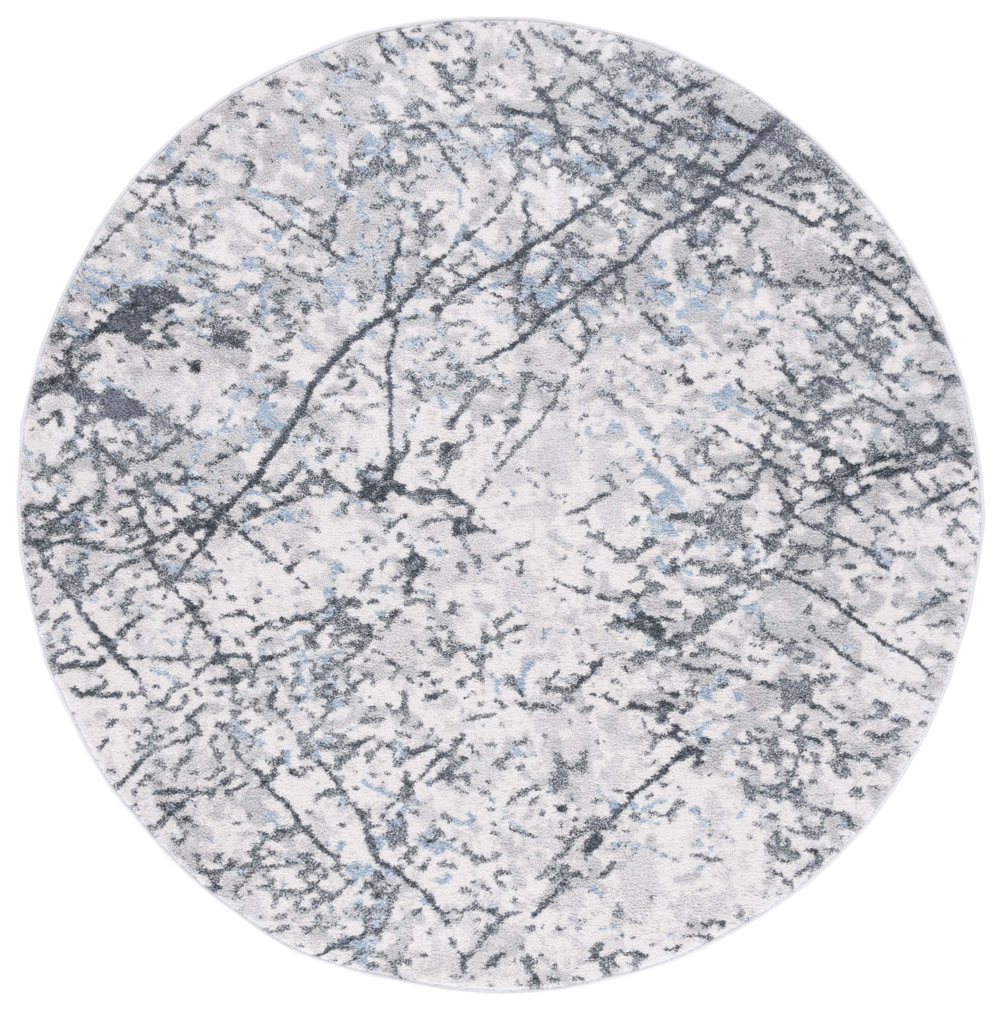 SAFAVIEH Toscana Evette Abstract Polyester Area Rug, Grey/Ivory, 6'7" x 6'7" Round