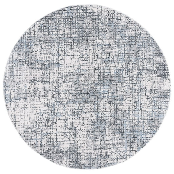 SAFAVIEH Toscana Jannah Abstract Polyester Area Rug, Ivory/Grey, 6'7" x 6'7" Round